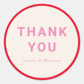 モダン幾何学 ボールド ピンク レッド カスタム サンクス ラウンドシール (正面)