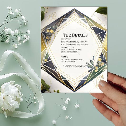 モダン幾何学 小さな花のディテール カード