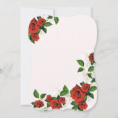 モダン幾何学 赤 花のウェディング レセプション 詳細 招待状 (裏面)