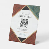 モダン幾何学QRコード ゲストカメラロール 台座サイン (正面)