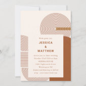 モダン幾何形状線分テラコッタ結婚の 招待状 (正面)