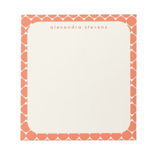 モダン幾何縁どオレンパーソナライズされたジ名 ノートパッド (正面)