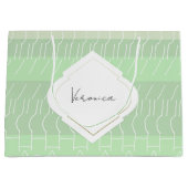 モダン幾何自然パターンの緑の色調 ラージペーパーバッグ (正面)