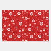 モダン幾何赤と白点パターン ラッピングペーパーシート (正面2)