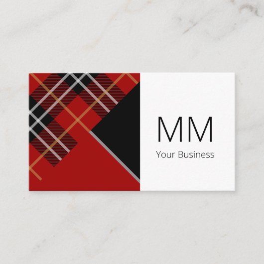 モダン幾何赤タータンチェックパーソナライズされた板 名刺 (正面)