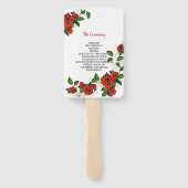 モダン幾何赤フローラ結婚式 プログラム ハンドファン (裏面)