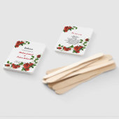 モダン幾何赤フローラ結婚式 プログラム ハンドファン (組立なし)