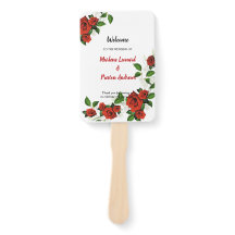 モダン幾何赤フローラ結婚式 プログラム