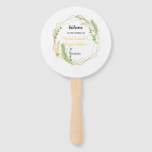 モダン幾何金のフレーム葉のフローラ ハンドファン (正面)