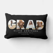 モダン幾重数々の黒写真卒業 ランバークッション (正面)