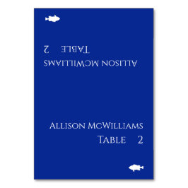 モダン座席表 – 魚アイコン – 青と白 – テーブルナンバー