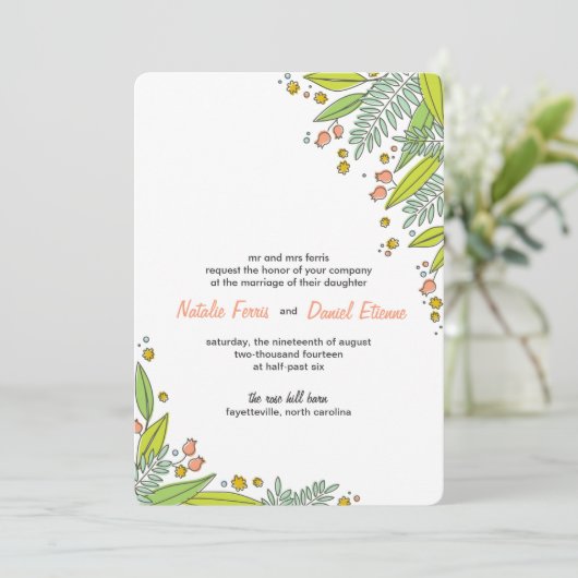 モダン庭園の結婚式招待状 招待状 (スタンド正面)