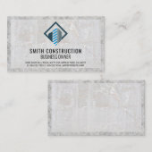 モダン建物ロゴ | 大理石コンクリート 名刺 (正面/裏面)