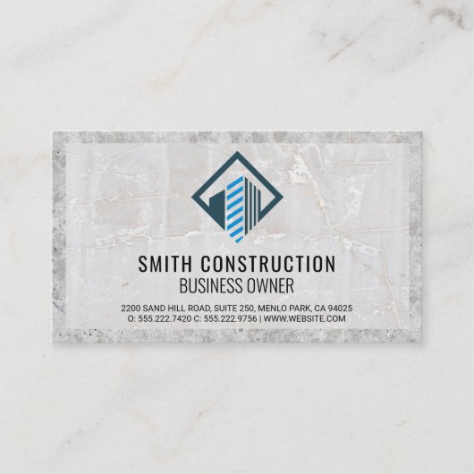 モダン建物ロゴ | 大理石コンクリート 名刺 (正面)