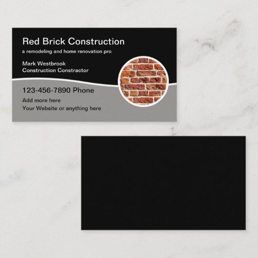 モダン建築コンストラクタ編集可能テンプレート 名刺 (正面/裏面)