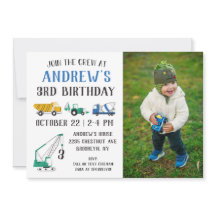 モダン建築サイト写真誕生日招待状