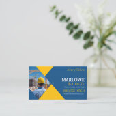 モダン建築会社フォトブルー&イエロー 名刺 (スタンド正面)