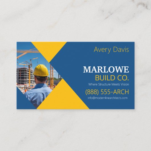 モダン建築会社フォトブルー&イエロー 名刺 (正面)