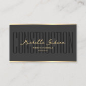 モダン建築契約者ダークグレーフェイク金ゴールド 名刺 (正面)