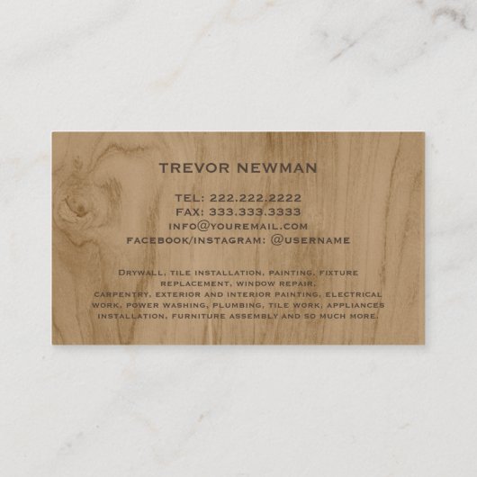 モダン建築手利大工ツール木材 名刺 (裏面)