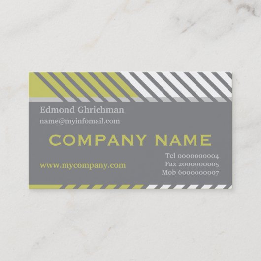 モダン建築白ストライプ、オリーブ、グレー 名刺 (正面)