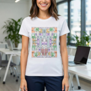 モダン建築設計図Tシャツ Tシャツ