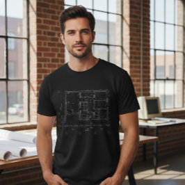 モダン建築設計図Tシャツ Tシャツ