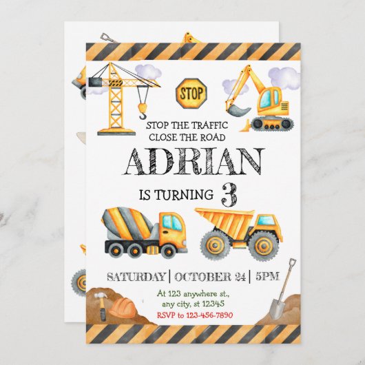 モダン建築誕生日 招待状 (正面/裏面)