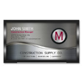 モダン建築金属枠モノグラム銀B マグネット名刺 (正面)