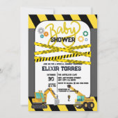 モダン建設中ベビーシャワー 招待状 (正面)