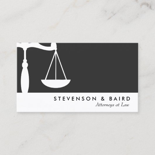 モダン弁護士ジャスティススケール白黒 名刺 (正面)