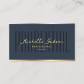 モダン弁護士チャコールブルー公証人フェイク金ゴールド 名刺 (正面)