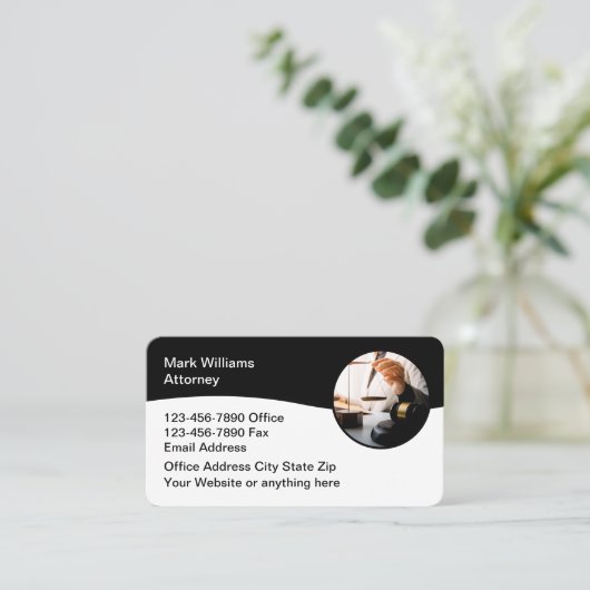 モダン弁護士法律事務所の編集可能名刺 名刺 (スタンド正面)