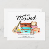 モダン引っ越しましたかわいい水彩荷物移動 案内ポストカード (正面/裏面)