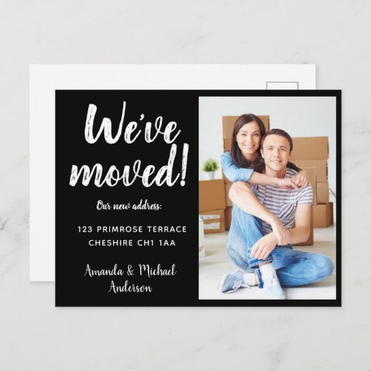 モダン引っ越しましたの新しいアドレスの変更の写真 案内ポストカード (正面/裏面)