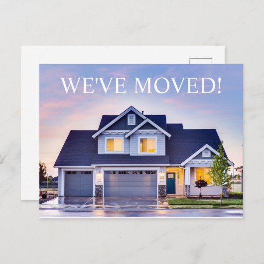 モダン引っ越しましたスクリプトの新しいアドレス変更 案内ポストカード (正面/裏面)