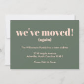 モダン引っ越しましたニューホームムービングピンクグリーン 案内状 (正面)