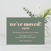 モダン引っ越しましたニューホームムービングピンクグリーン 案内状 (スタンド正面)