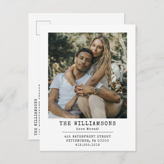 モダン引っ越しました変更の写真の移動 案内ポストカード (正面/裏面)