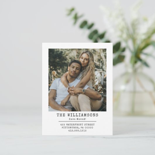 モダン引っ越しました変更の写真の移動 案内ポストカード (スタンド正面)