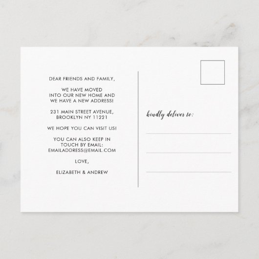 モダン引っ越しました変更の写真の移動 案内ポストカード (裏面)