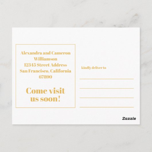 モダン引っ越しました新しいホームムービングイエローポストカード ポストカード (裏面)