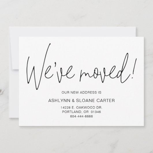 モダン引っ越しました新しいホーム発表ブラック 案内状 (正面)