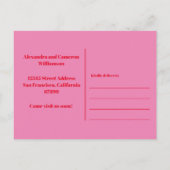 モダン引っ越しました新しいホーム移動 |赤ピンク ポストカード (裏面)