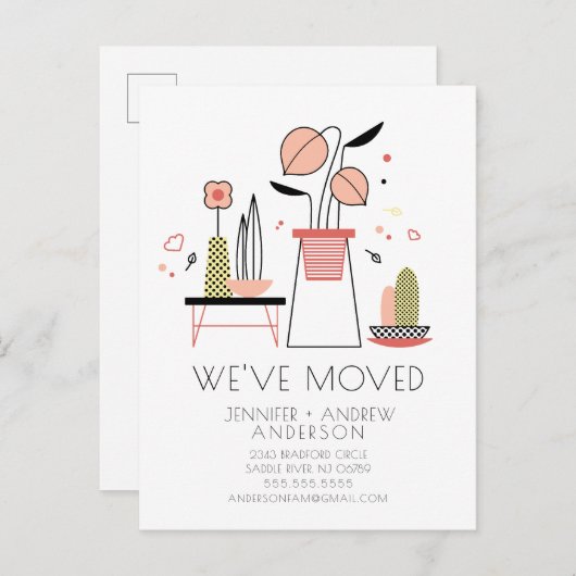 モダン引っ越しました移動案内ポストカード 案内ポストカード (正面/裏面)