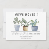 モダン引っ越しました鉢植え水彩 案内状 (正面)