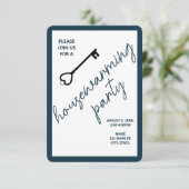 モダン引っ越し祝いパーティーパーティの招待状 |ネイビーブルー (スタンド正面)