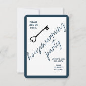 モダン引っ越し祝いパーティーパーティの招待状 |ネイビーブルー (正面)