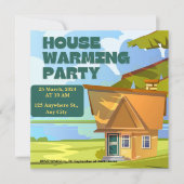 モダン引っ越し祝いパーティーパーティの招待状 招待状 (正面)