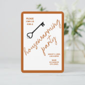 モダン引っ越し祝いパーティーパーティー招待状 |焦げたオレンジ (スタンド正面)